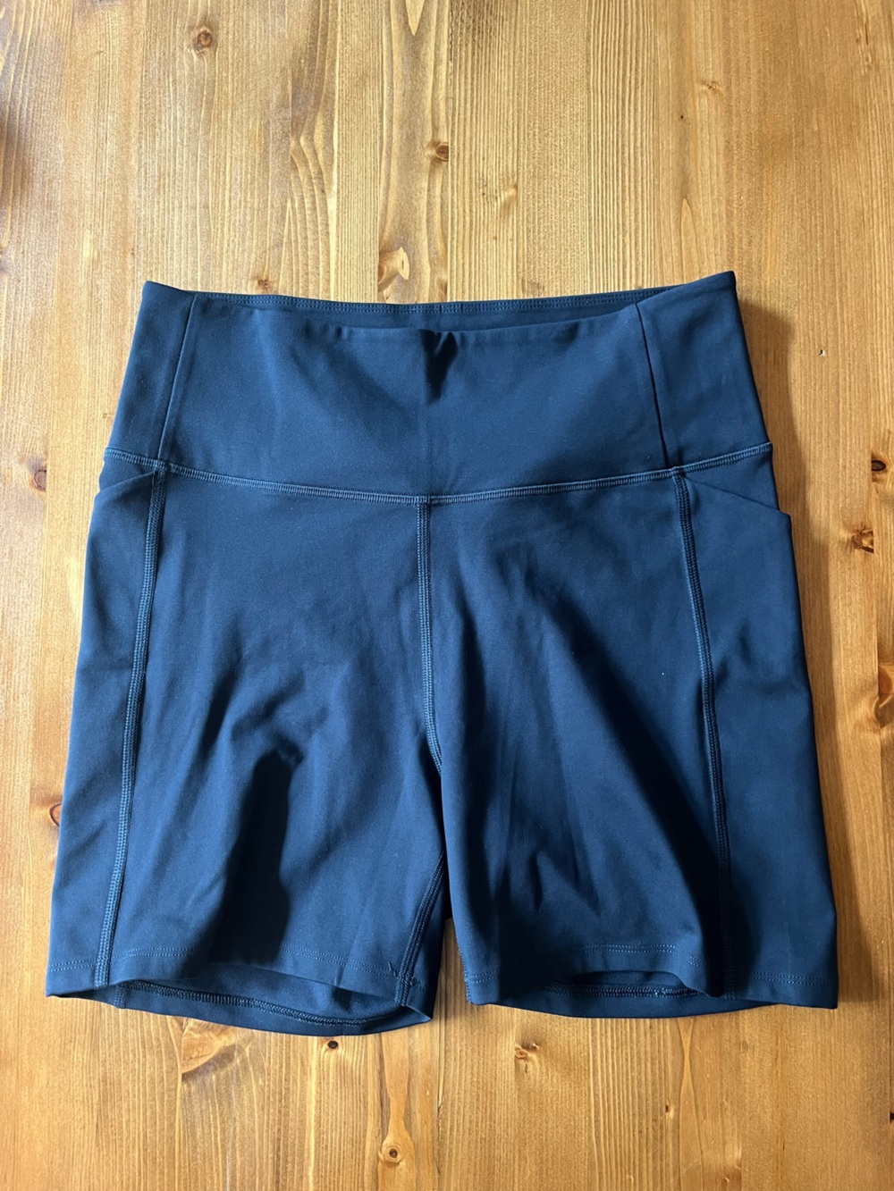 girlfriend collective Blue High-Rise Bike Shorts